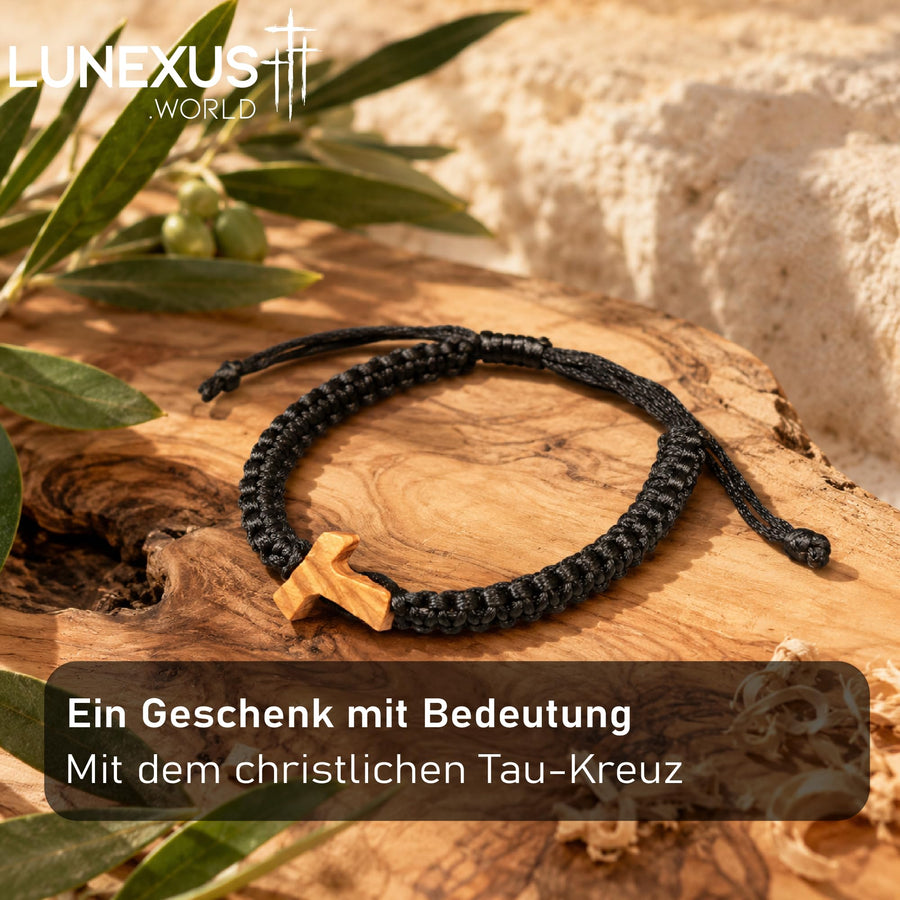 Paracord-Armband mit T-Kreuz aus Olivenholz, verstellbar 14–20 cm, gesegnet – Bild 10