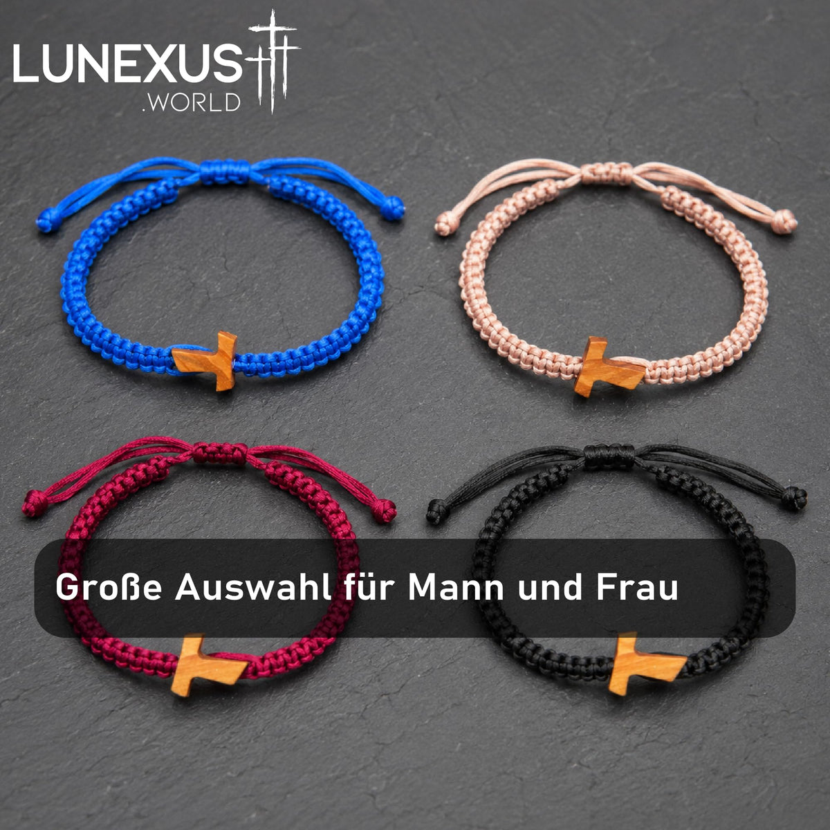 Paracord-Armband mit T-Kreuz aus Olivenholz, verstellbar 14–20 cm, gesegnet – Bild 6