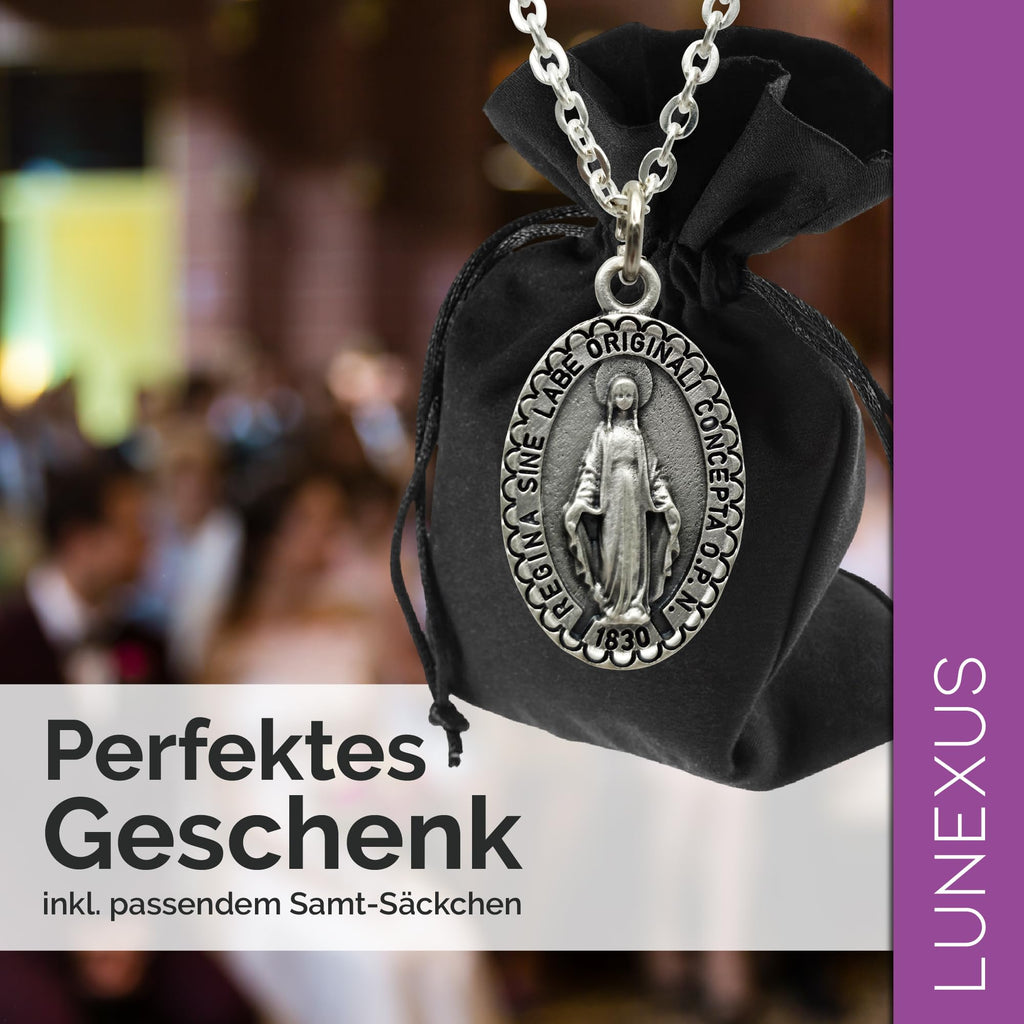 Marienkette Antik-Silber matt, Anhänger 2,4 cm, Ankerkette 60 cm, Edelstahl, gesegnet – Bild 4