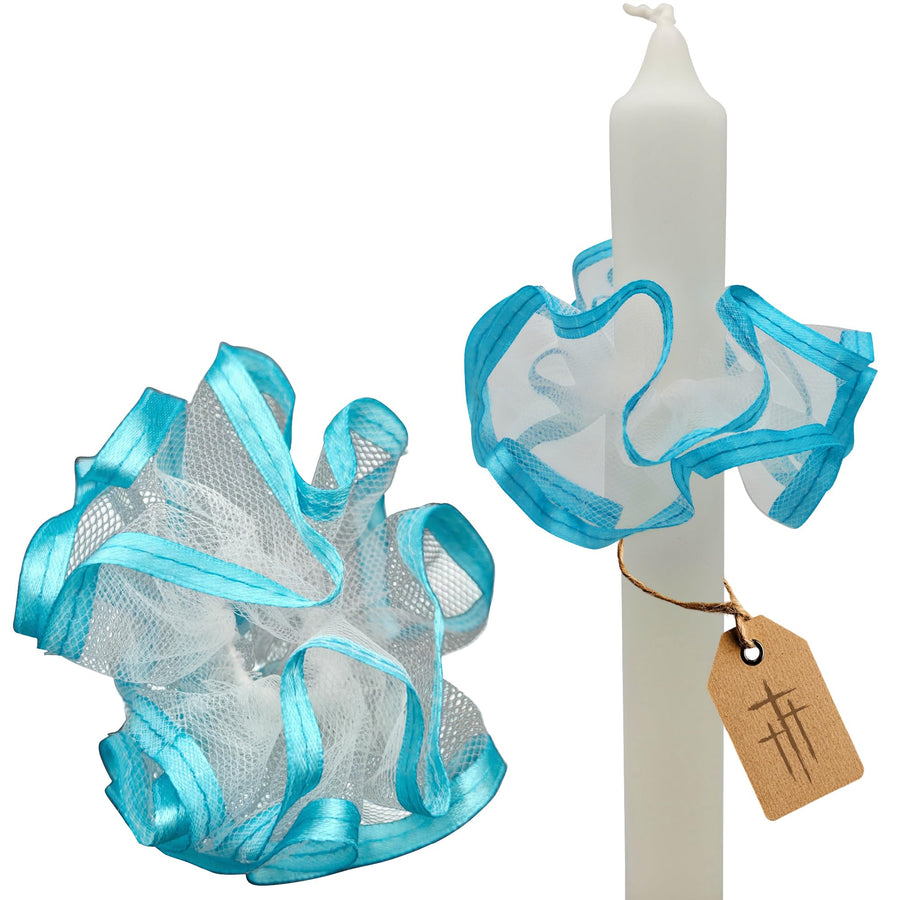 Protège-cierge anti-gouttes en tulle pour bougies – turquoise