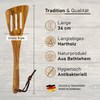 Geschlitzter Pfannenwender aus Olivenholz, ca. 34 cm, mit drei Schlitzen im Kopf – Bild 2