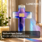 Glaskreuz in Blau mit goldenem Fischsymbol, 21 x 14 cm, Wandkreuz – Bild 8