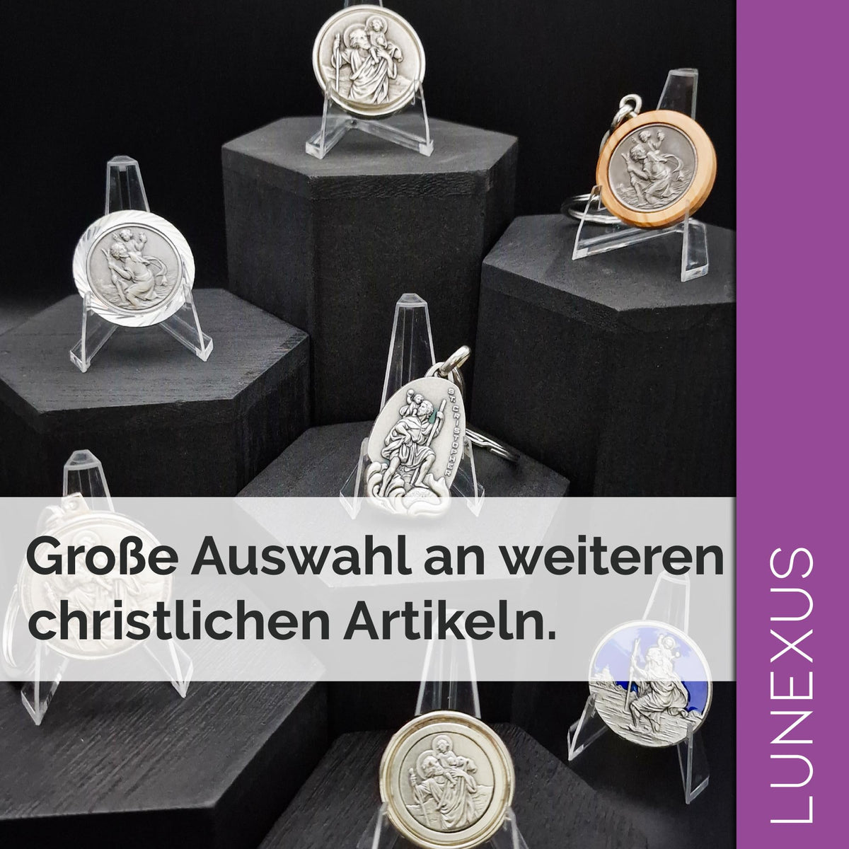 Kruzifix Kreuzkette mit Benediktus-Medaille, Emaille, 10,5 x 6,5 cm, Polyesterband 60 cm – Bild 8