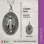 Marienkette Antik-Silber matt, Anhänger 3 cm, Edelstahlkette 60 cm, gesegnet – Bild 2