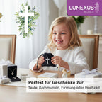 10er Set schwarze Samtbeutel 10 × 9 cm mit weißem Kreuz und Kordelzug – Bild 4