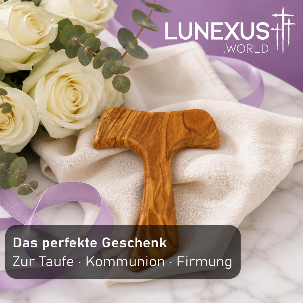 Tau-Kreuz aus Olivenholz, 15 x 10 cm, handgefertigt in Bethlehem – Bild 6