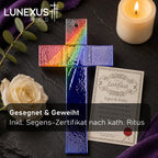 Glaskreuz in Regenbogenfarben aus Kristallglas, 20 x 11 cm, Wandkreuz – Bild 4
