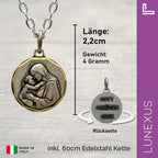 Marienkette Madonna mit Kind, Medaillon 2,2 cm Edelstahl, Gravur Gott schütze dich – Bild 2