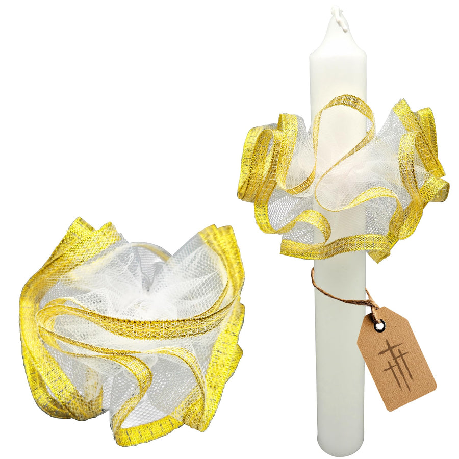 Protège-cierge anti-gouttes en tulle pour bougies – or