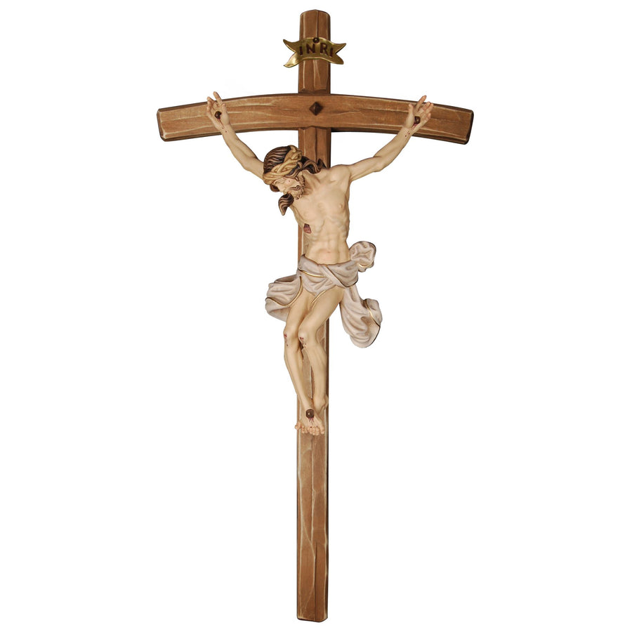 Crucifix avec corpus – croix en bois sculptée à la main, finition peinte à la main