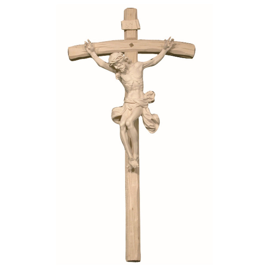 Crucifix avec corpus – croix en bois sculptée à la main, finition naturelle