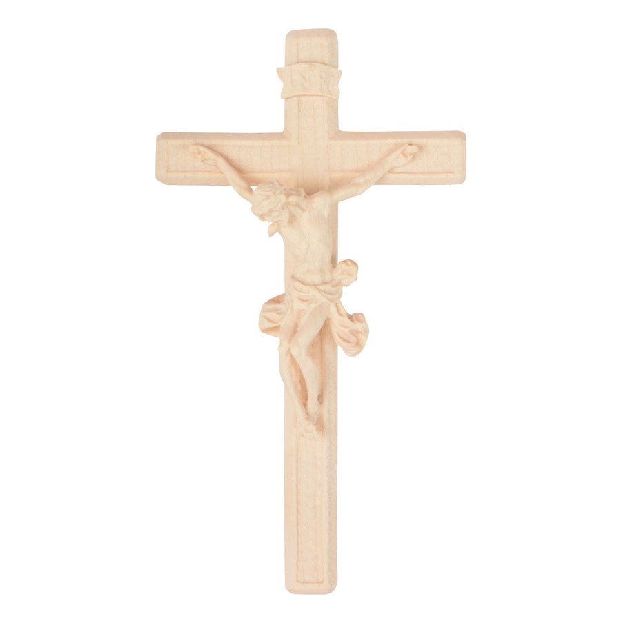Cruz con Cristo – cruz de madera tallada a mano del Tirol del Sur, acabado natural