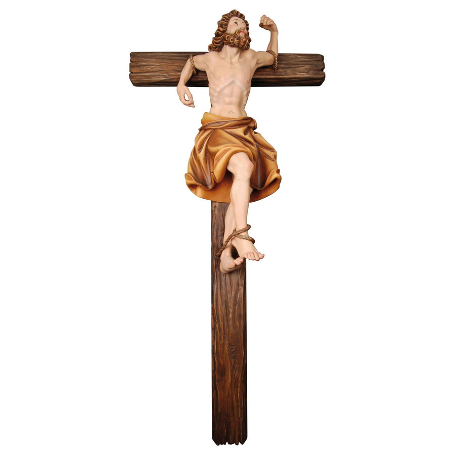 St Dismas with Cross – hand-carved wooden cross from South Tyrol, hand-painted finish