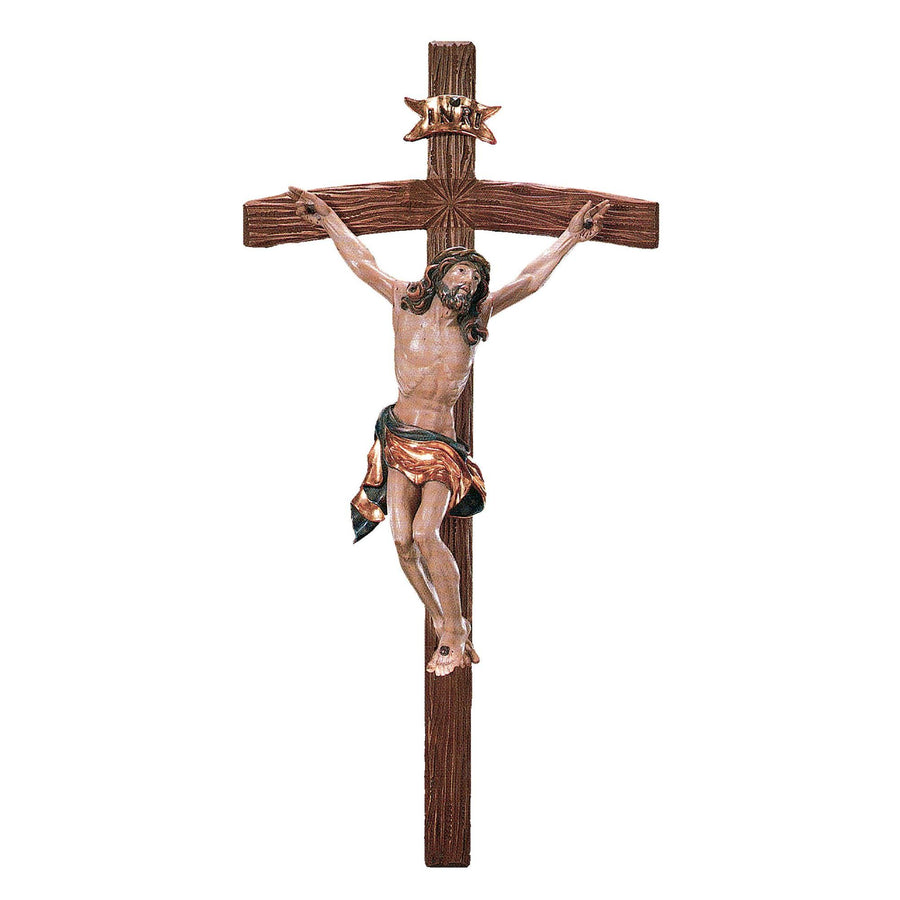 Kruzifix mit sterbendem Christus – handgeschnitztes Holzkreuz, Ausführung handbemalt