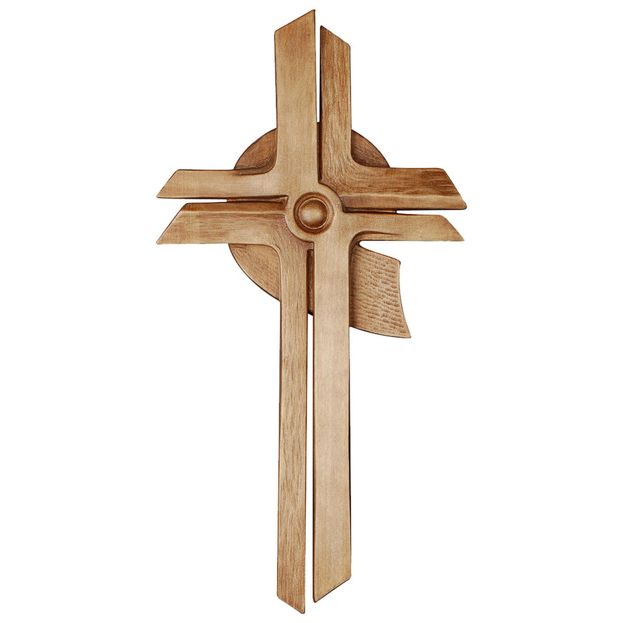 Cruz de meditación – cruz de madera hecha a mano del Tirol del Sur, acabado teñido