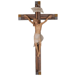 Crocifisso contemplativo con croce – croce in legno scolpita a mano, finitura dipinta a mano