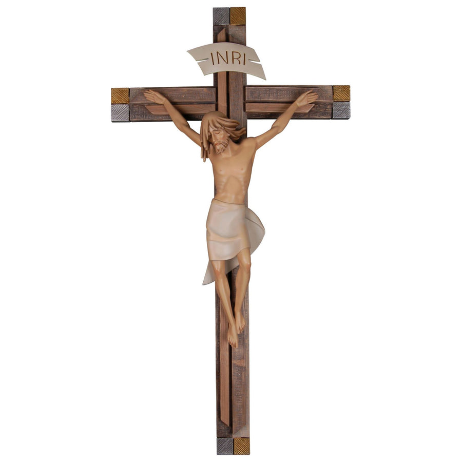 Corpus contemplativo con cruz – cruz de madera tallada a mano del Tirol del Sur, acabado pintado a mano