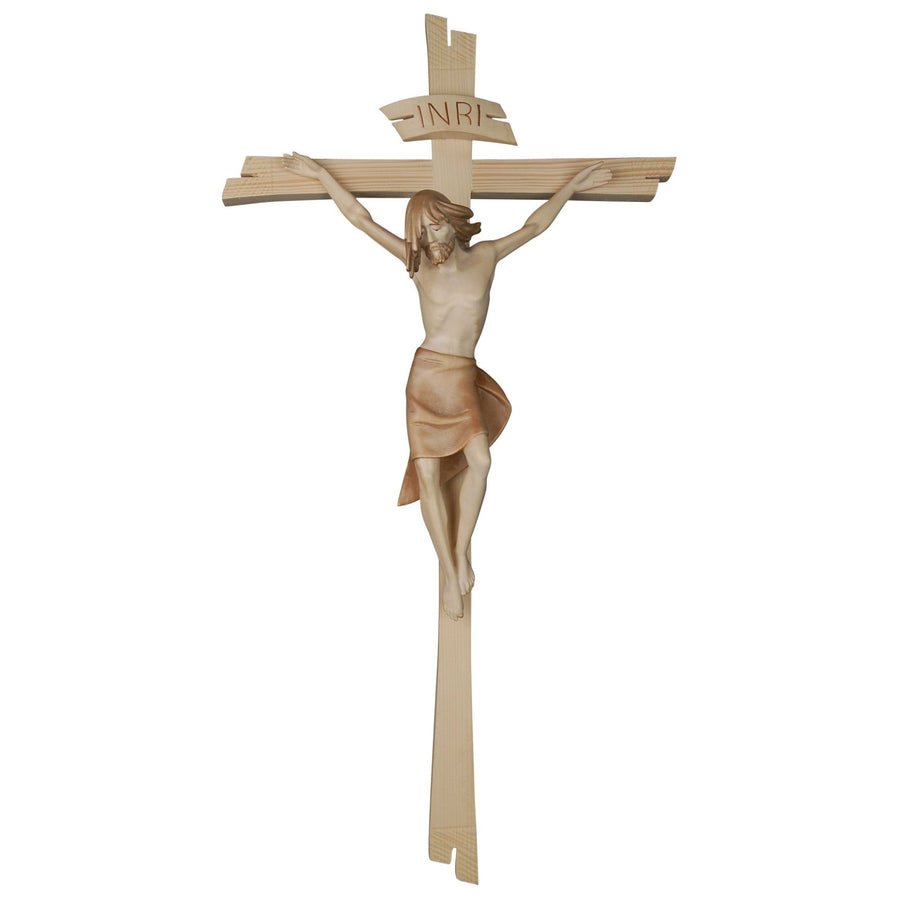 Corpus contemplativo con cruz sencilla – cruz de madera tallada a mano del Tirol del Sur, acabado pintado a mano