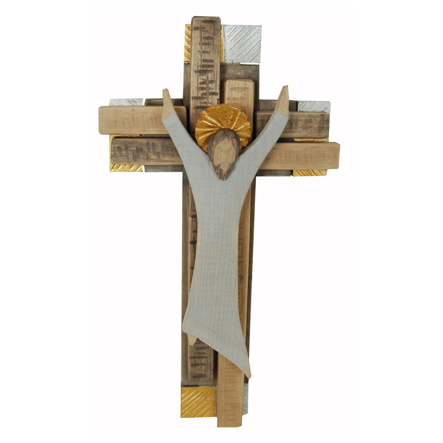 Cruz «Esperanza de resurrección» con corpus – cruz de madera tallada a mano del Tirol del Sur, acabado pintado a mano
