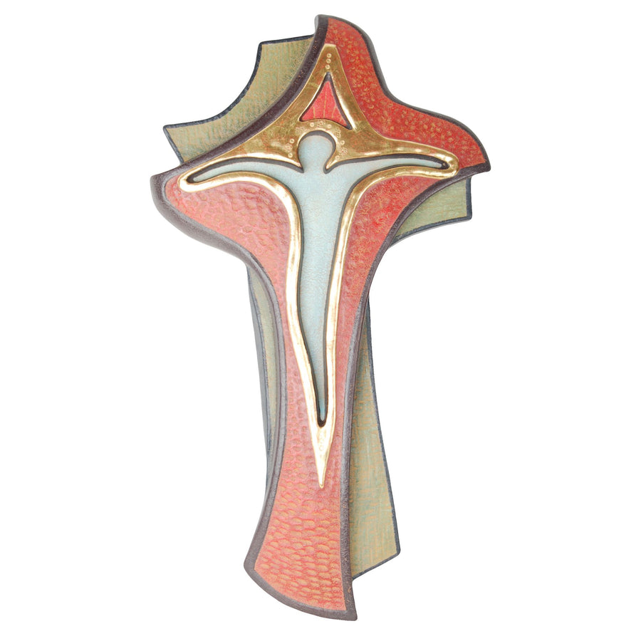 Cruz de la Esperanza – cruz de madera hecha a mano del Tirol del Sur, acabado pan de oro fino envejecido