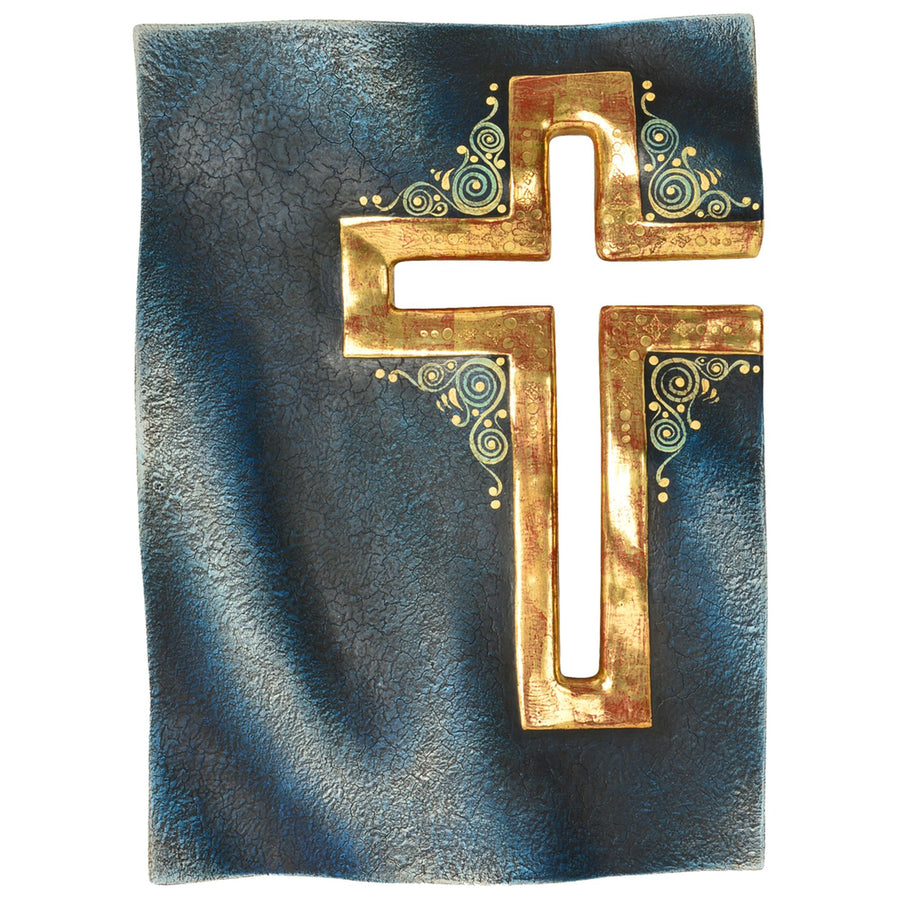 Cross Panel – hand-carved wooden cross from South Tyrol, antique genuine gold leaf finish