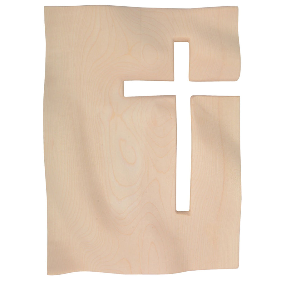 Cross Panel – hand-carved wooden cross from South Tyrol, natural finish