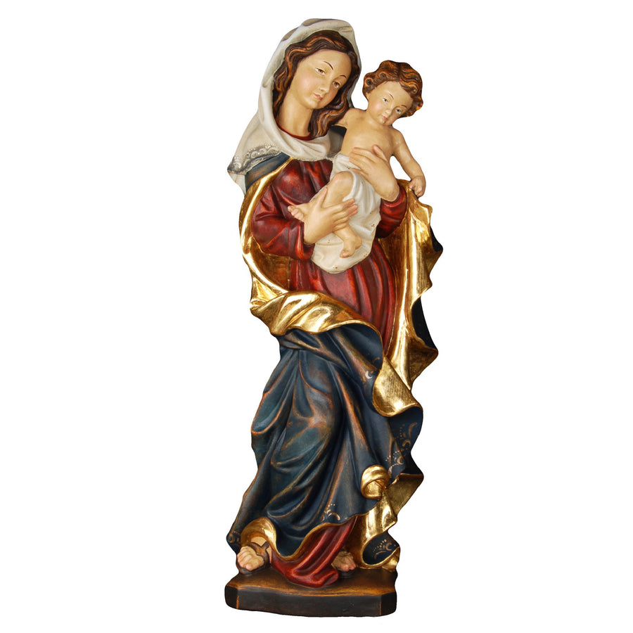 Madonna „Mutter des Friedens“ – handgeschnitzte Holzfigur, Ausführung Echtgold