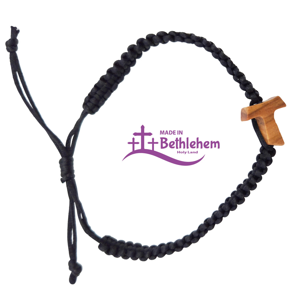 Tau-Kreuz Armband aus Olivenholz – handgefertigt