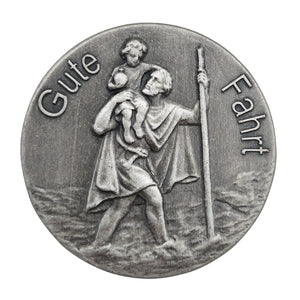 Christophorus Plakette Gute Fahrt Ø 3 cm – gesegnet & Magnet