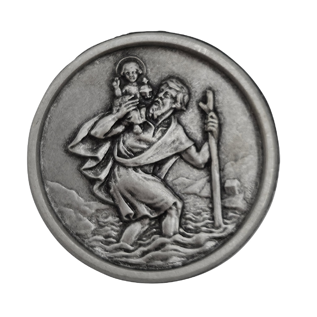 christophorus plakette Ø 3,0 cm silber gesegnet magnet für auto