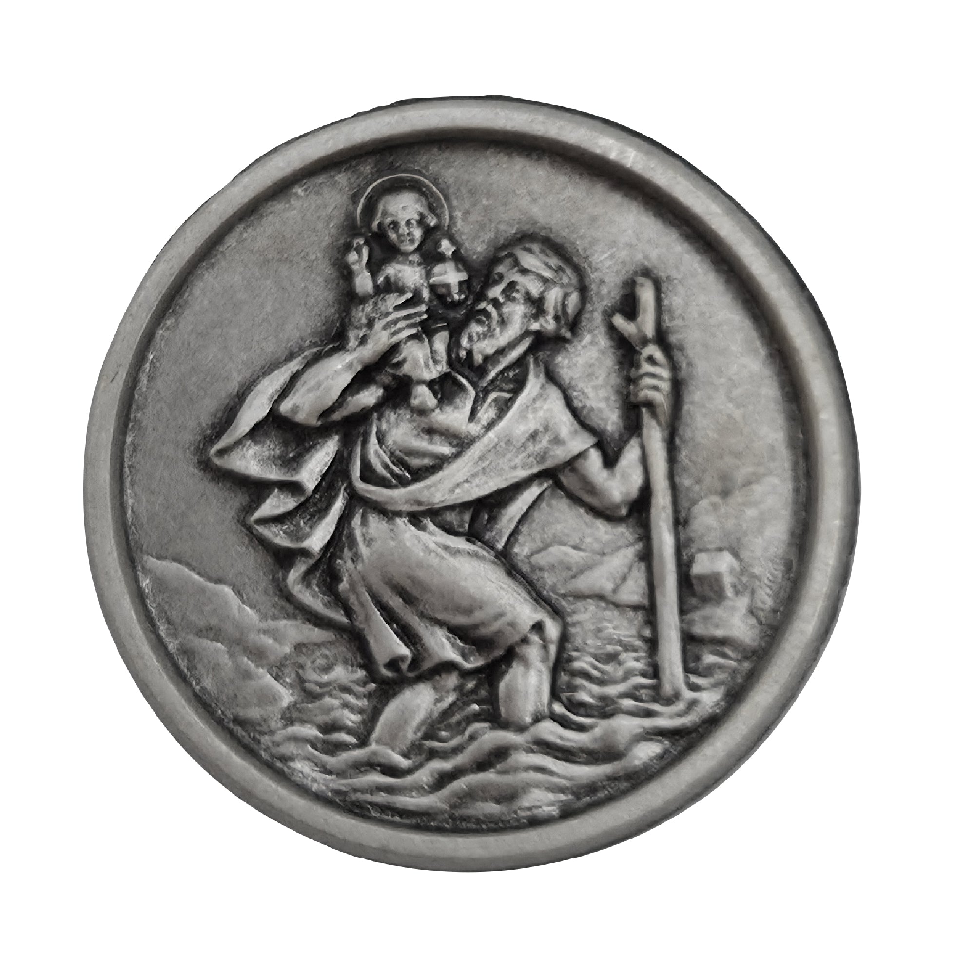christophorus plakette Ø 3,0 cm silber gesegnet magnet für auto