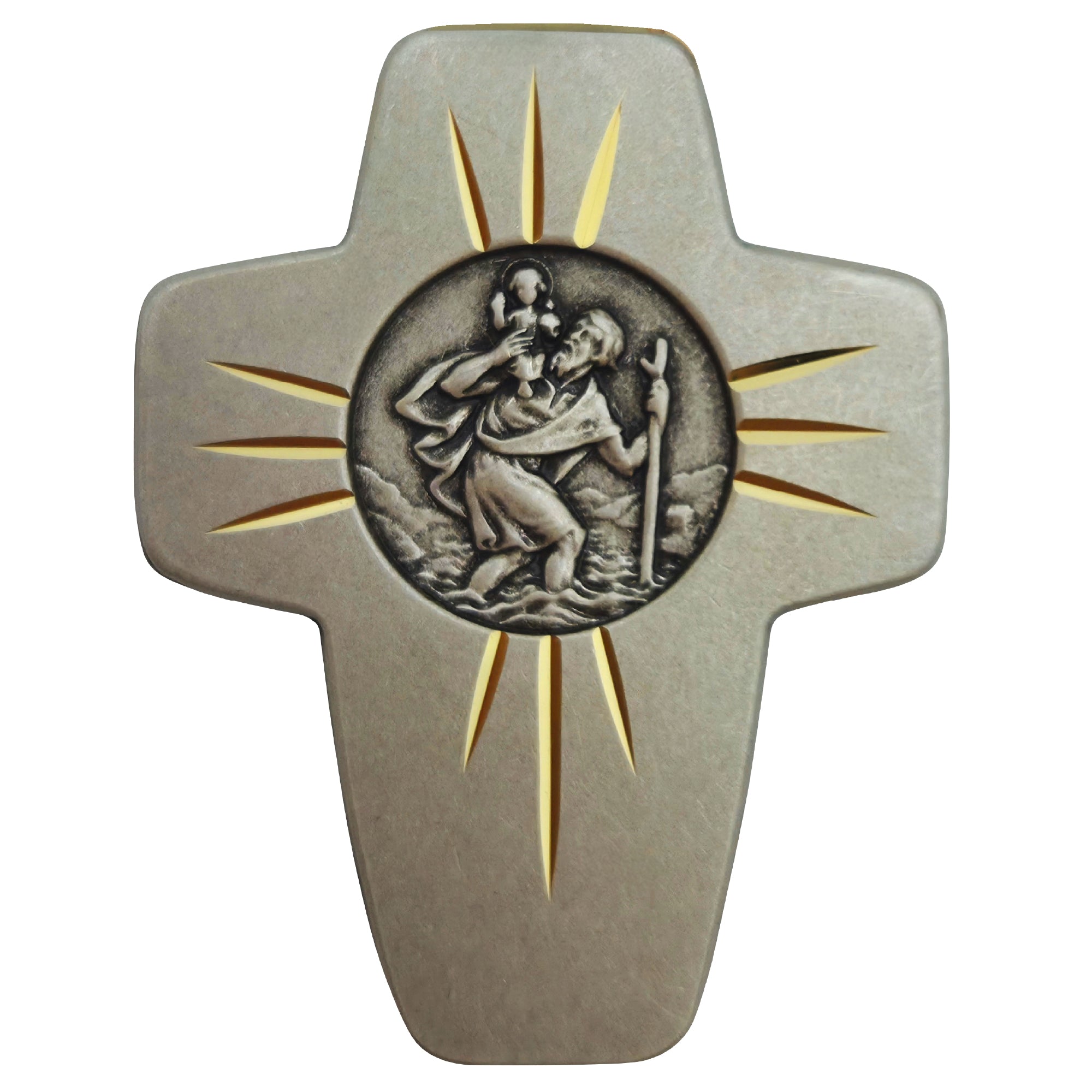 christophorus kreuz 4,5x3,5 cm gesegnete medaille mit magnet schutzpatron auto