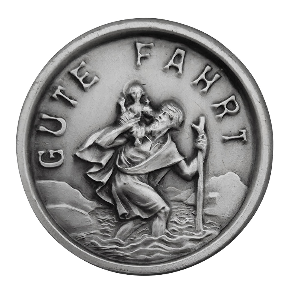 christophorus plakette Ø 3,0 cm metalloptik gravur gute fahrt gesegnet