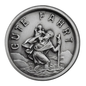 Christophorus Plakette Gute Fahrt Ø 3 cm – gesegnet & Magnet