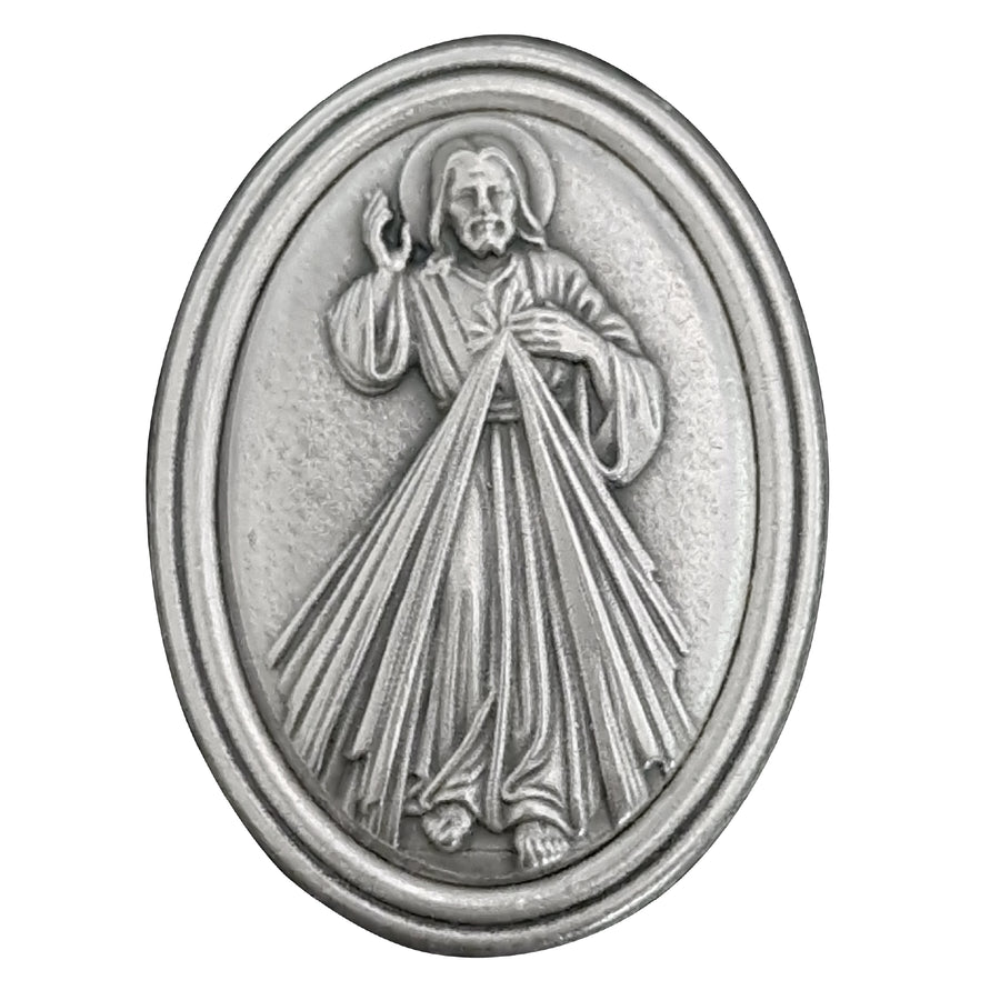Aimant Jésus en métal, plaque argentée Jésus miséricordieux, pour la voiture