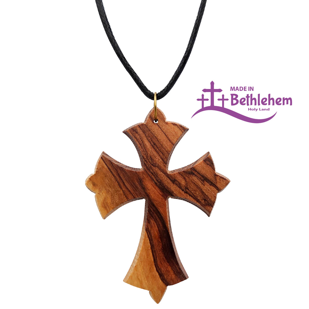 olivenholz halskette kreuz 7 cm handarbeit bethlehem religiös