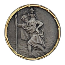 Christophorus Plakette Goldrand Ø 2,5 cm – gesegnet & Magnet