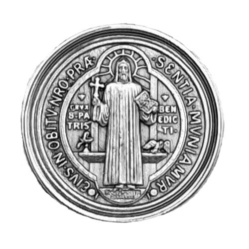 benediktus magnetplakette 3 cm silber gesegnet mit zertifikat und samtsäckchen für auto und reisen