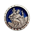 christophorus magnet ø 2,3 cm blau gesegnete medaille silberrand schutzpatron auto