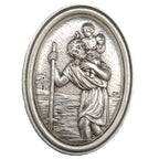 christophorus auto plakette oval 4,8x2,8 cm silber gesegnete schutzmedaille für fahrer und reisende religiöses symbol