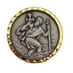 christophorus plakette Ø 2,6 cm mit goldrand gesegnet magnet für auto