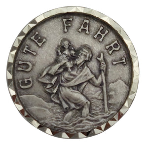 Christophorus Plakette Gute Fahrt Ø 3 cm – gesegnet & Magnet