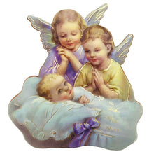 Schutzengel mit Baby Magnet 6x5,5 cm – gesegnet & Samtsäckchen