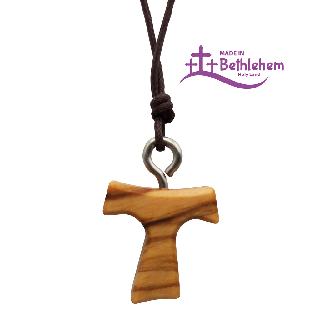 olivenholz halskette tau kreuz handarbeit bethlehem religiös