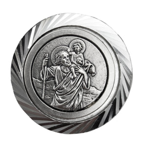 Christophorus Plakette Facettenrand Ø 3,5 cm – gesegnet & Magnet