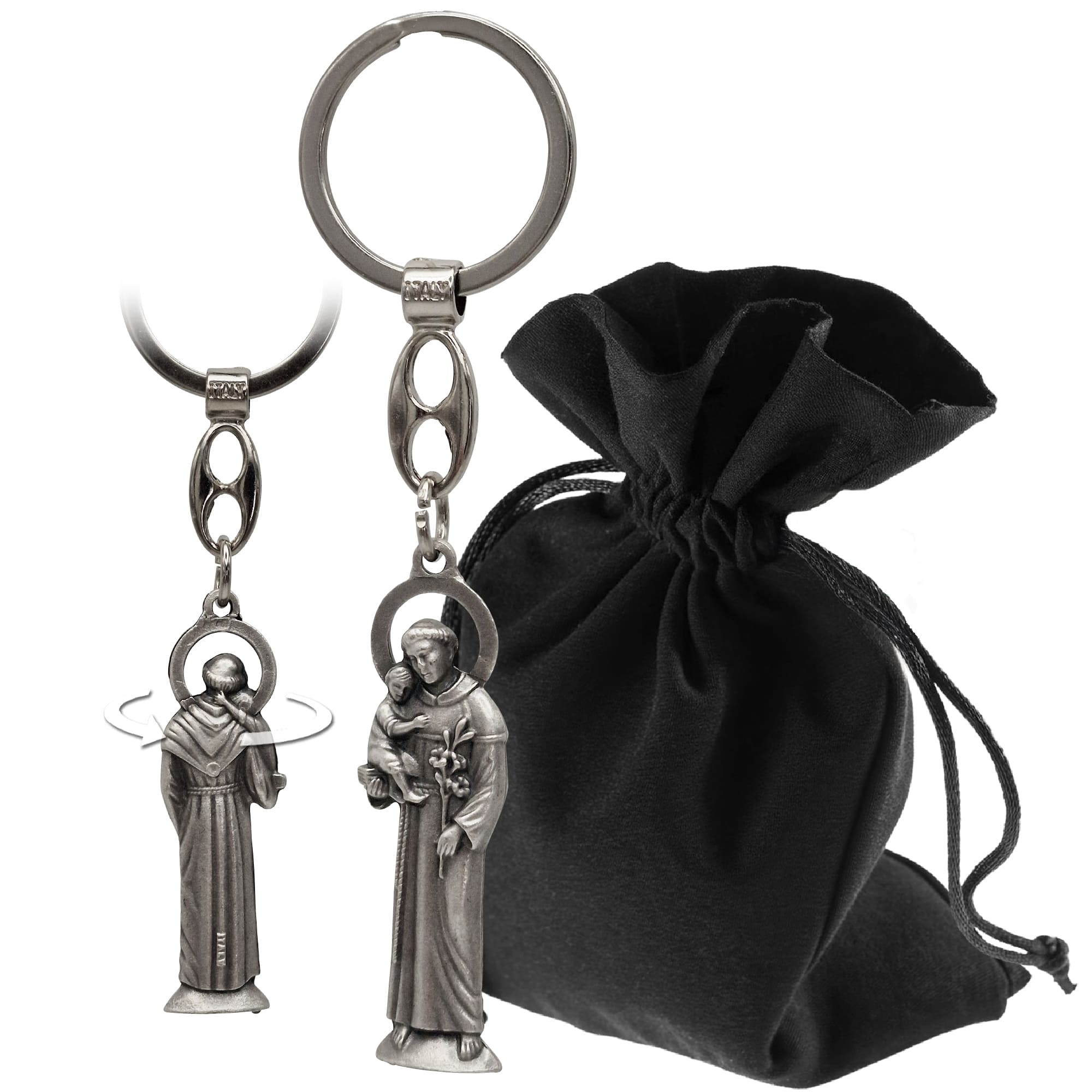 Schlüsselanhänger Heiliger Antonius 10 cm, Metallfigur - LUNEXUS