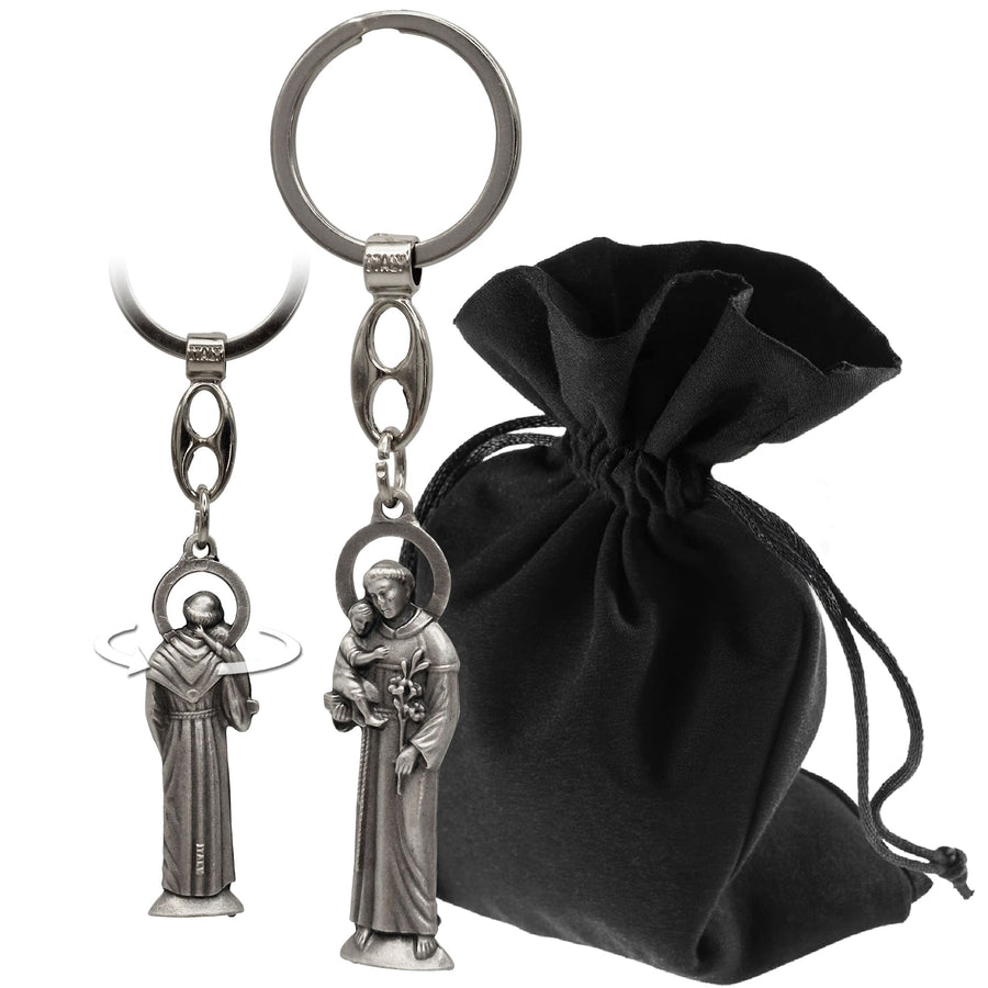 Porte-clés saint Antoine 10 cm, figurine en métal - LUNEXUS