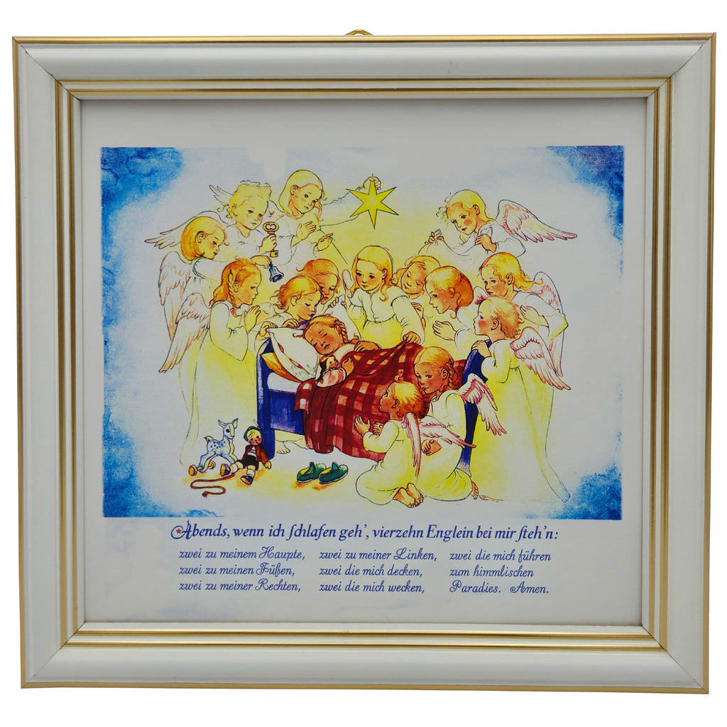 Schutzengelbild 18×18 cm – Motiv „Vierzehn Englein bei mir stehn“ - LUNEXUS