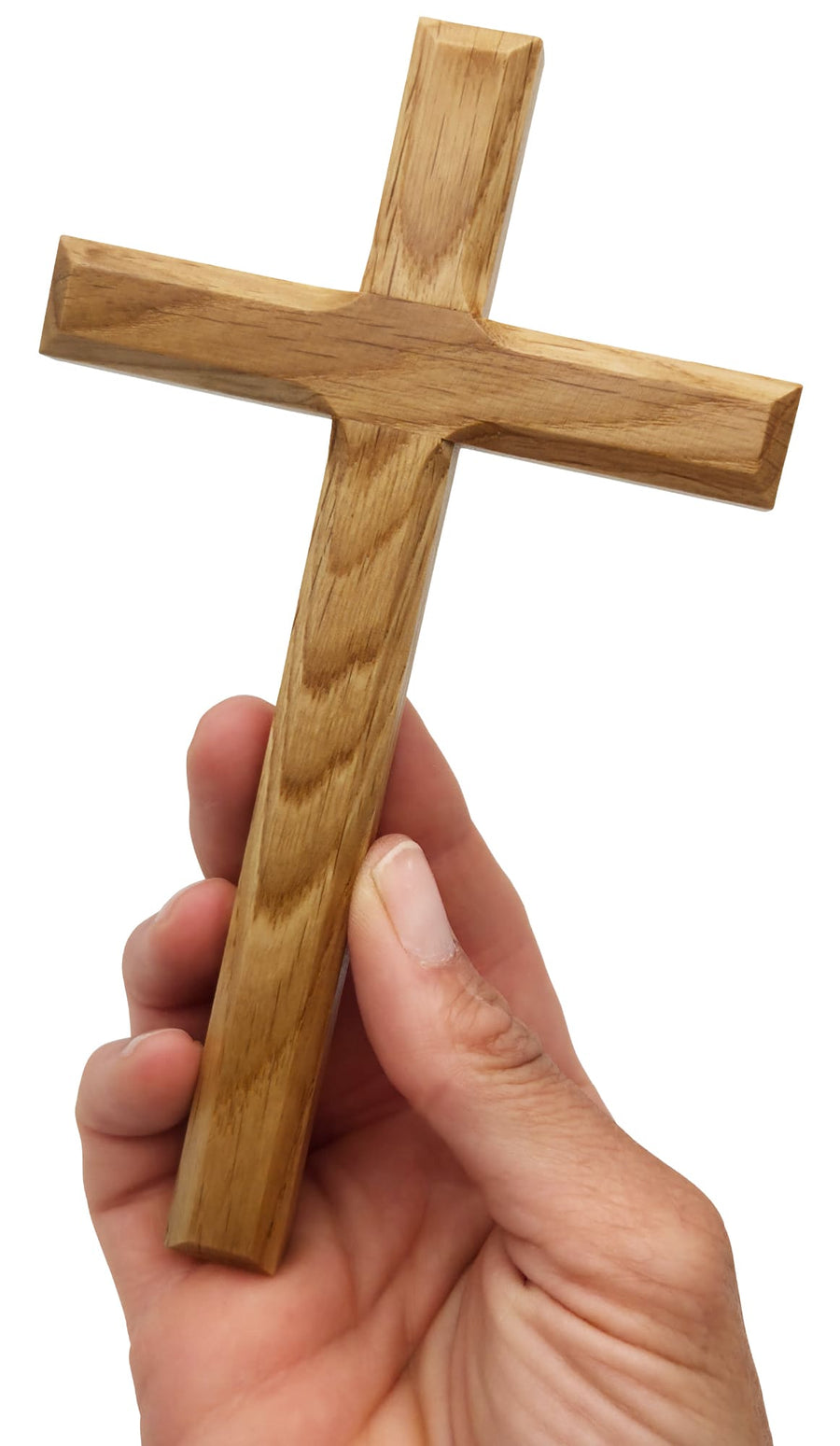 Croix murale 16×9,5 cm en chêne avec chanfrein - LUNEXUS