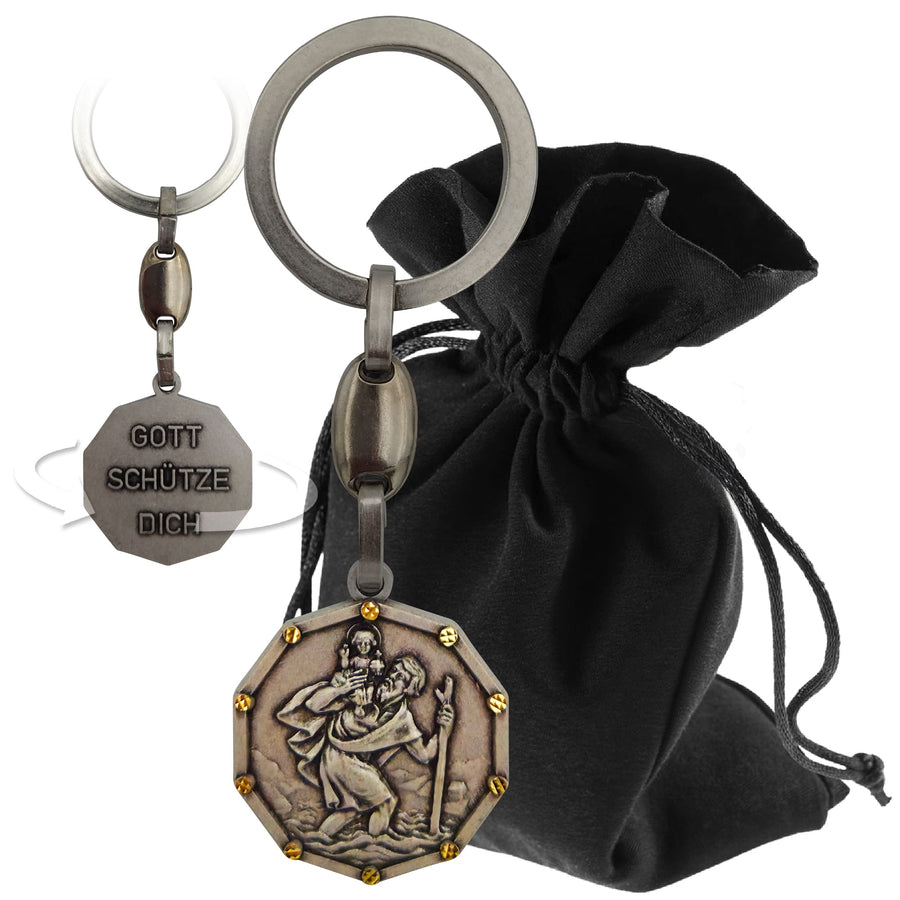 Porte-clés saint Christophe 9 cm – « KOMM GUT HEIM » - LUNEXUS
